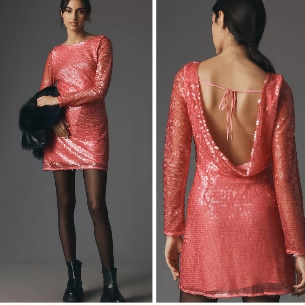 Anthropologie Sequin Drape Back Dress Size 10 NWT